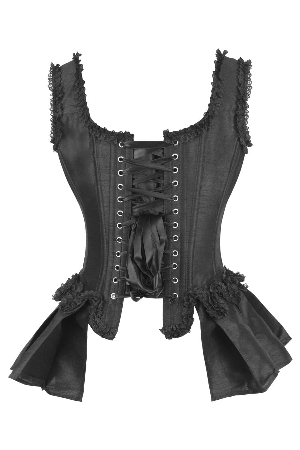 Midnight Black Lakiesha Overbust Corset with Shoulder Straps and Bustle