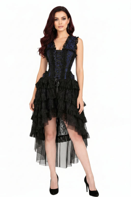 Midnight Blue Anastasia Rococo Goth Corset Dress