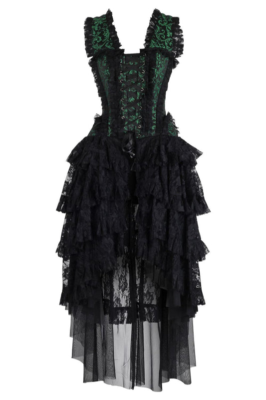 Emerald Green Black Anastasia Rococo Corset Dress
