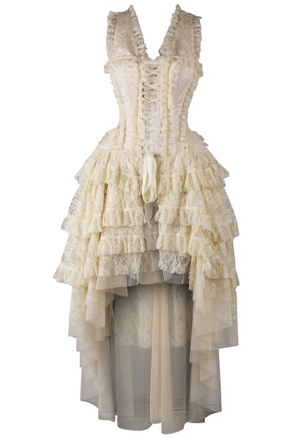Anastasia Ivory Brocade Rococo Gothic Steel Boned Corset Dress|Corset Society