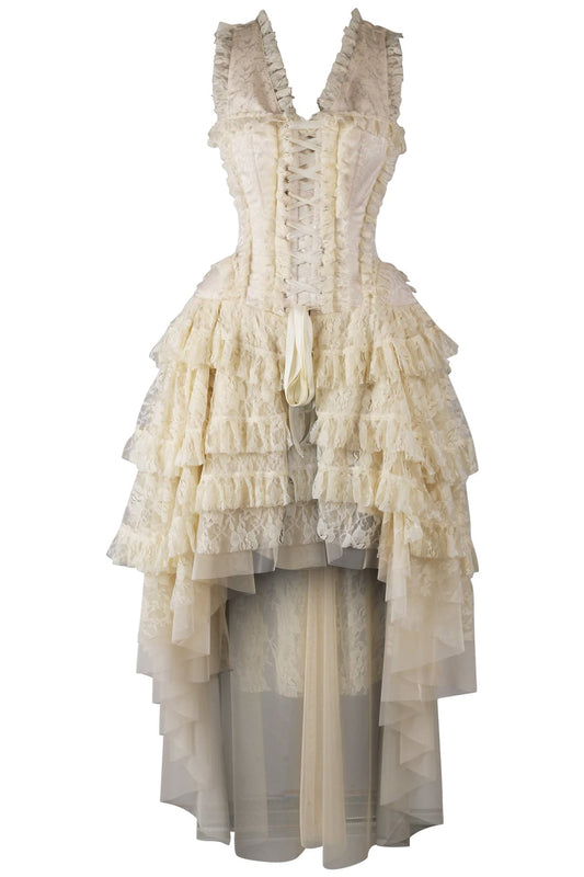 Anastasia Ivory Brocade Rococo Gothic Steel Boned Corset Dress|Corset Society