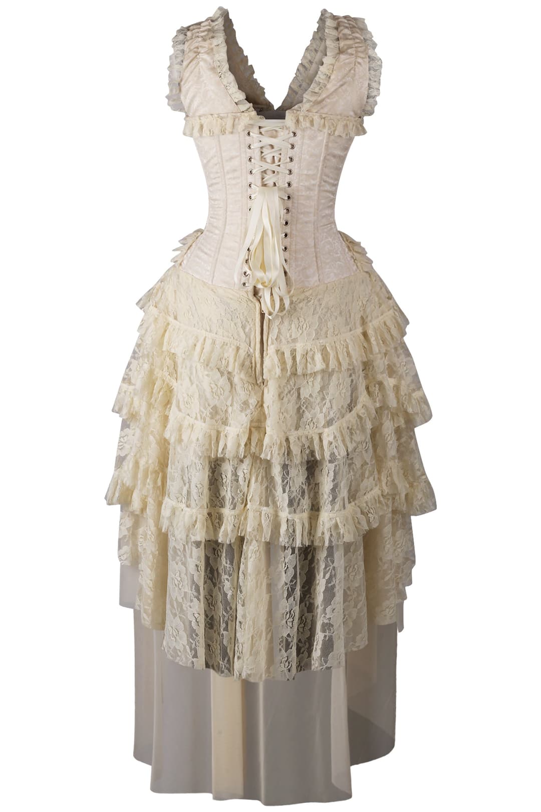 Anastasia Ivory Brocade Rococo Gothic Steel Boned Corset Dress|Corset Society