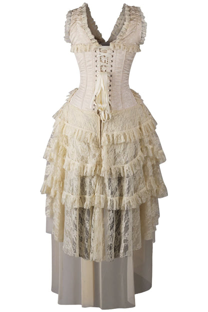 Anastasia Ivory Brocade Rococo Gothic Steel Boned Corset Dress|Corset Society