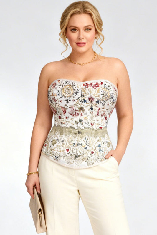 Raevyn Ivory Floral Overbust Corset