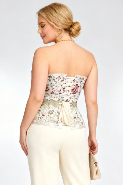 Raevyn Ivory Floral Overbust Corset