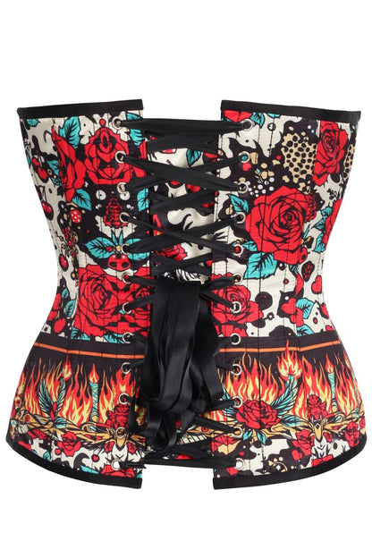 Ellary Retro Rose Flames Overbust Corset
