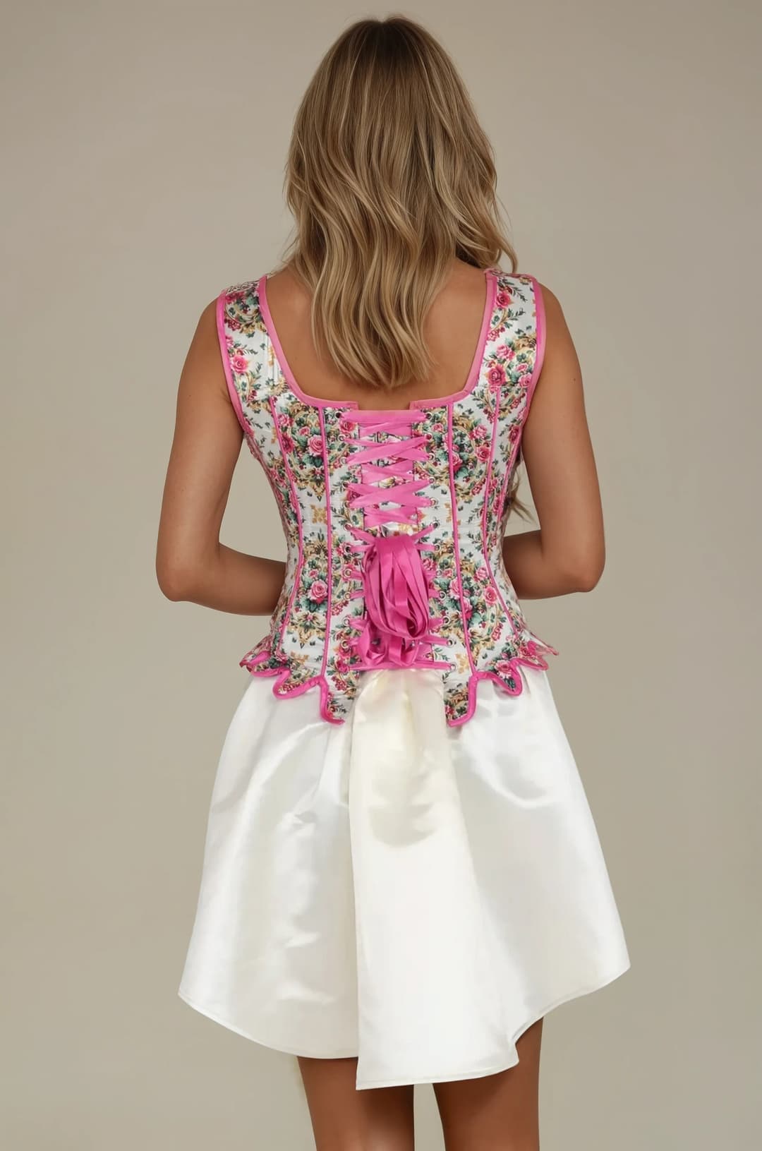 Mitsue Victorian Rose Garden Shoulder Straps Overbust Corset