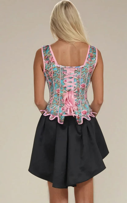 Jennie Floral Shoulder Straps Overbust Corset