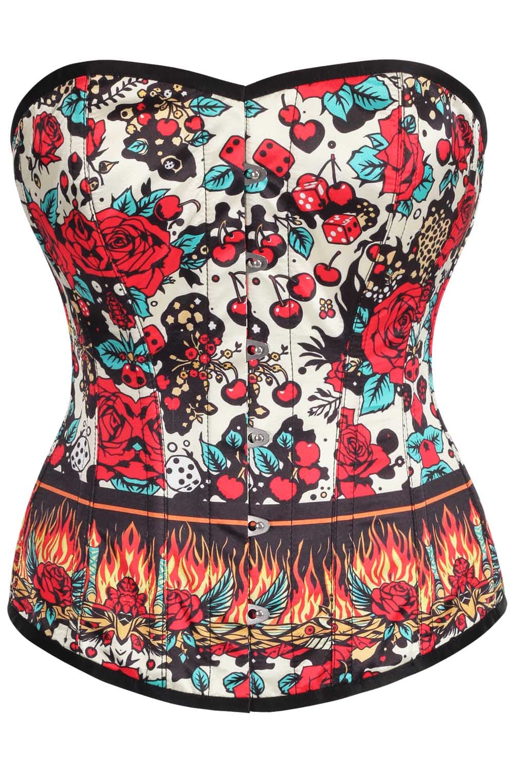 Ellary Retro Rose Flames Overbust Corset