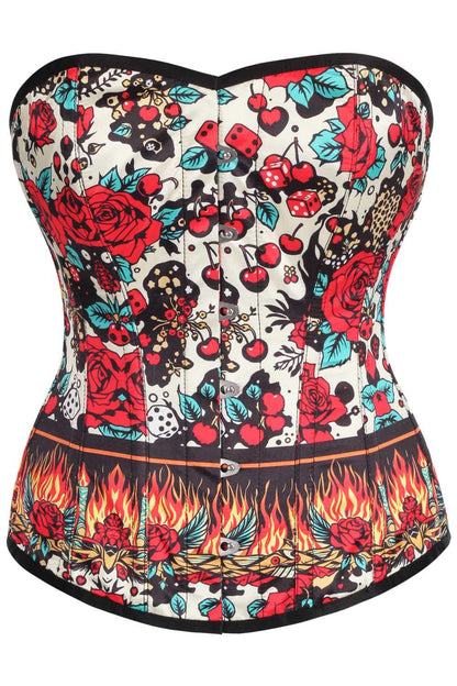 Ellary Retro Rose Flames Overbust Corset