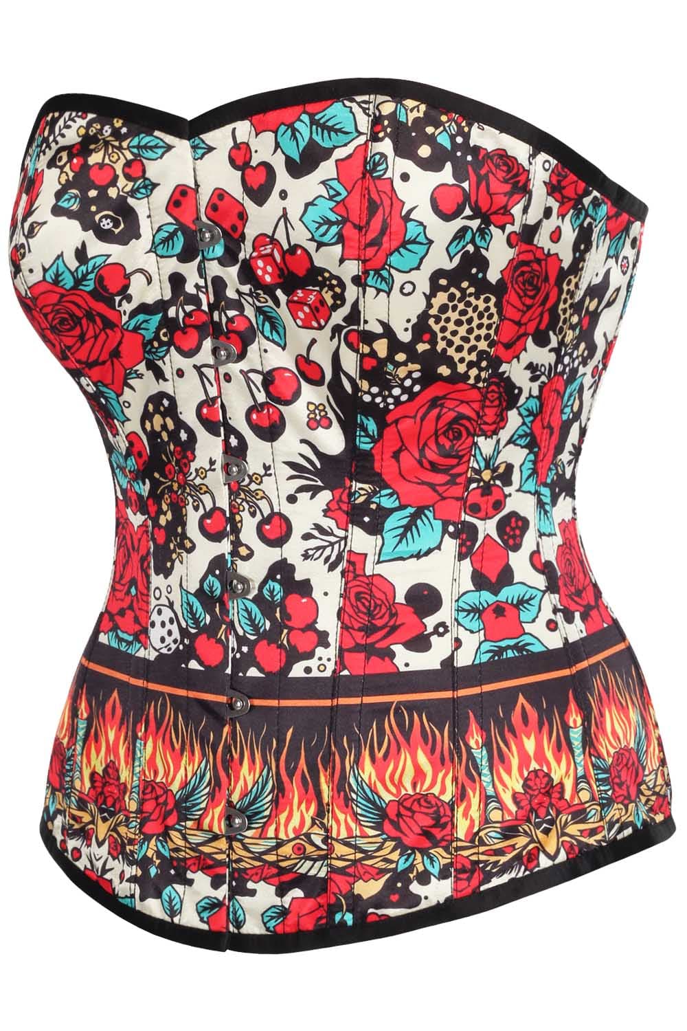 Ellary Retro Rose Flames Overbust Corset