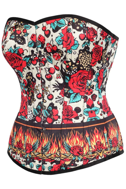 Ellary Retro Rose Flames Overbust Corset