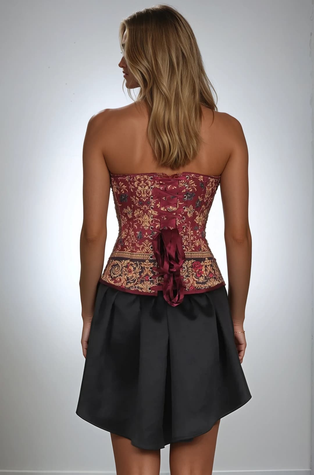 Arlee Baroque Satin Burgundy Gold Overbust Corset