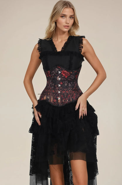 Audrene Ravenveil Tapestry Floral Curvy Underbust Corset