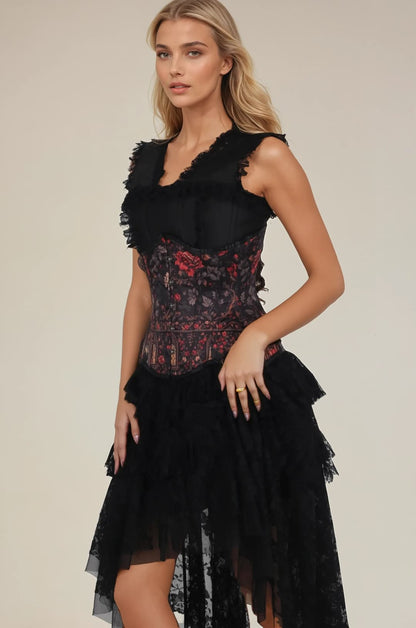 Audrene Ravenveil Tapestry Floral Curvy Underbust Corset