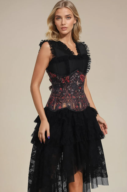 Audrene Ravenveil Tapestry Floral Curvy Underbust Corset