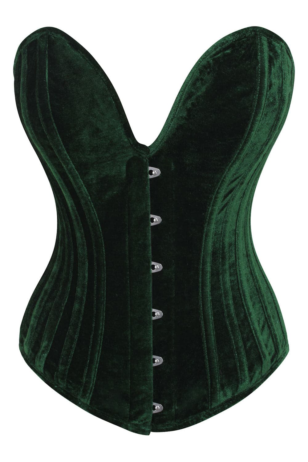 Emerald Green Deep Plunge Velvet Hiroko Overbust Corset
