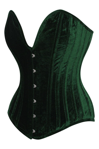 Emerald Green Deep Plunge Velvet Hiroko Overbust Corset