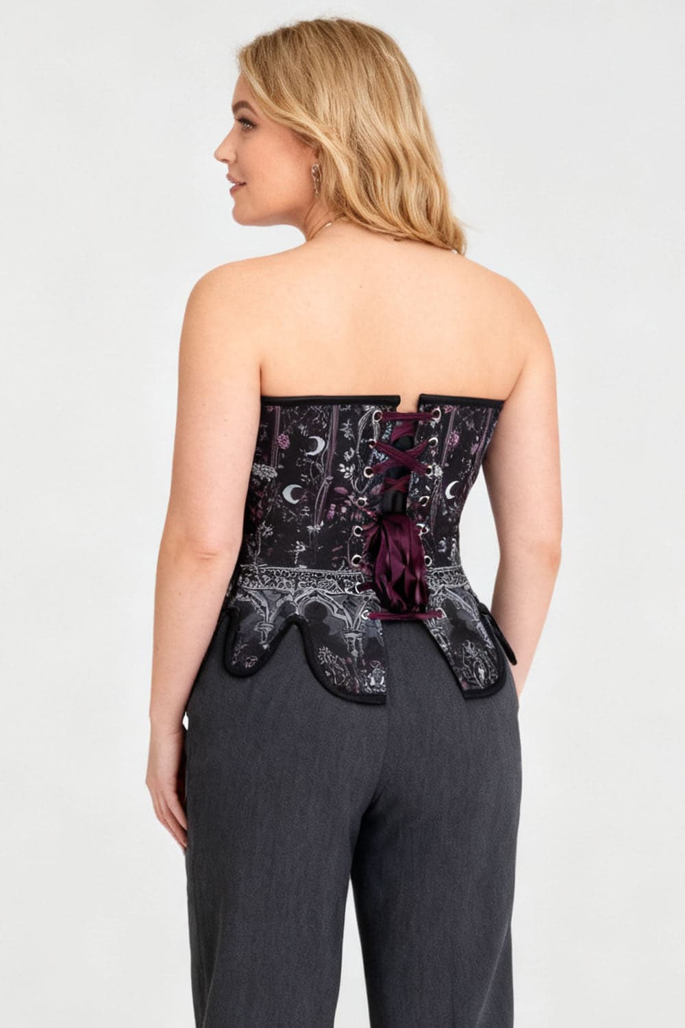 Midnight Celestial Rosel Front Back Lacing Overbust Corset