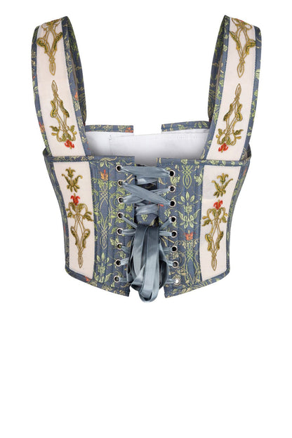 Sage Botanical Joice Front Back Lacing Shoulder Straps Victorian Overbust Corset