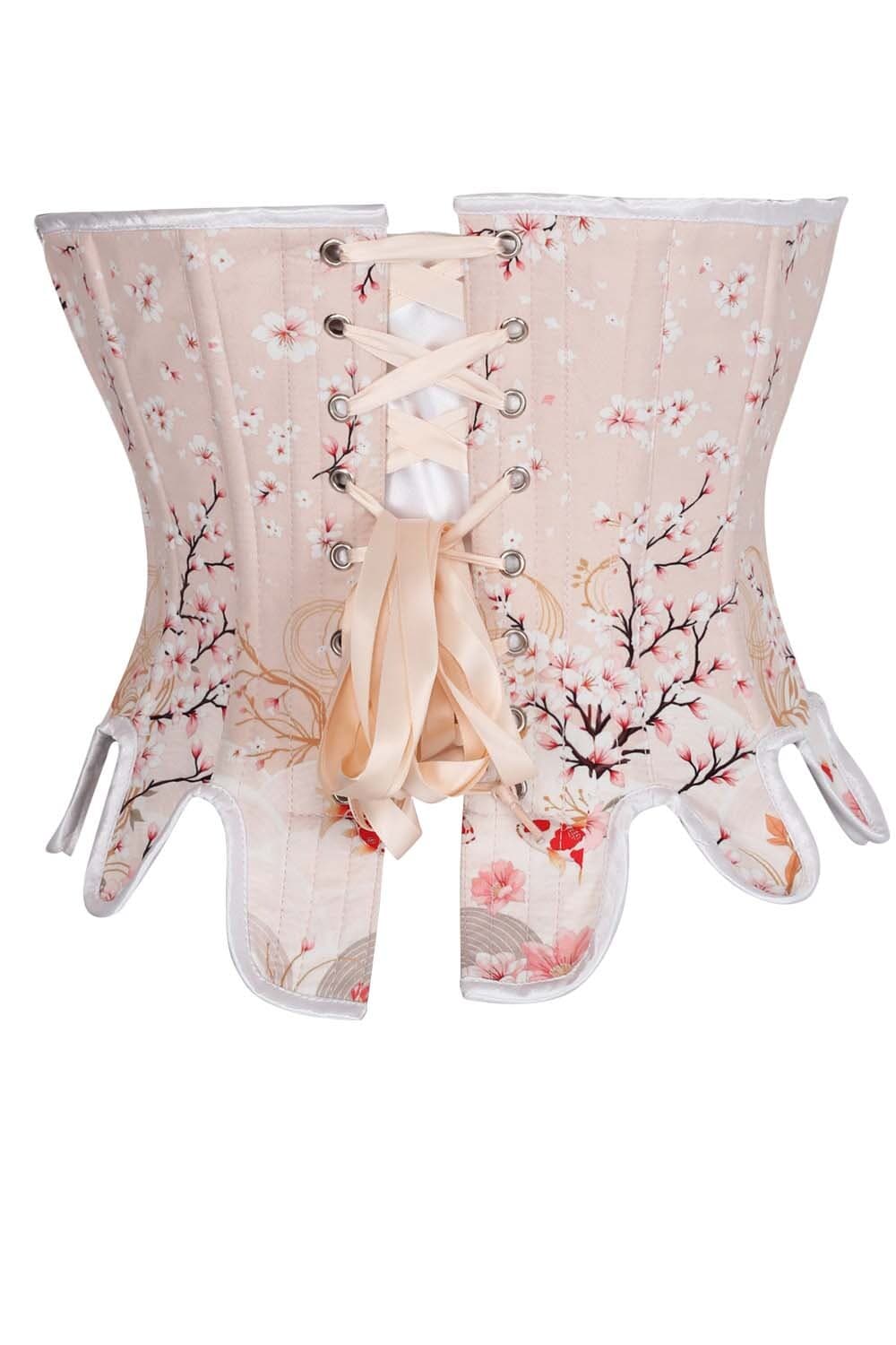 Blush Cherry Blossom Rosel Front Back Lacing Overbust Corset
