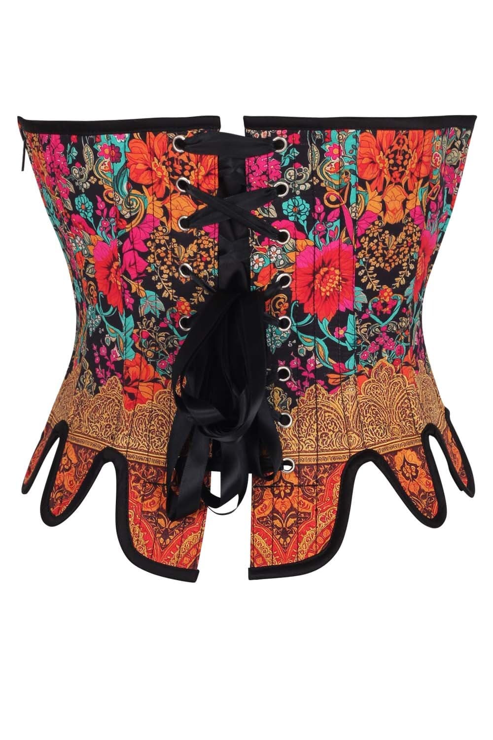 Vibrant Floral Rosel Front Back Lacing Overbust Corset