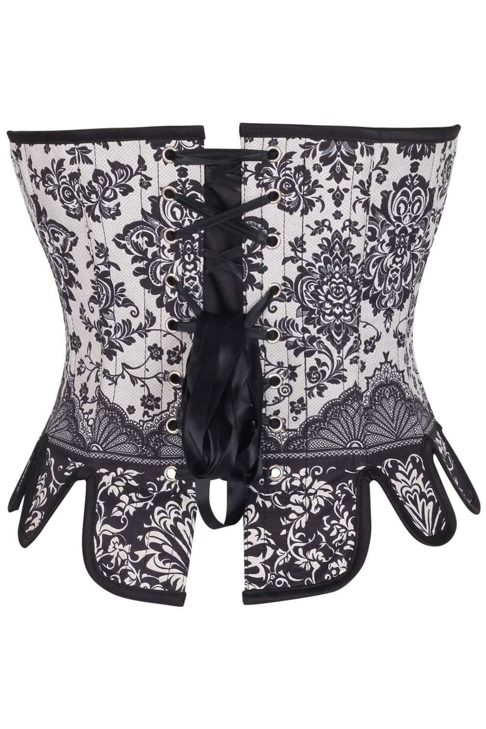 Ivory Black Rosel Front and Back Lacing Overbust Corset