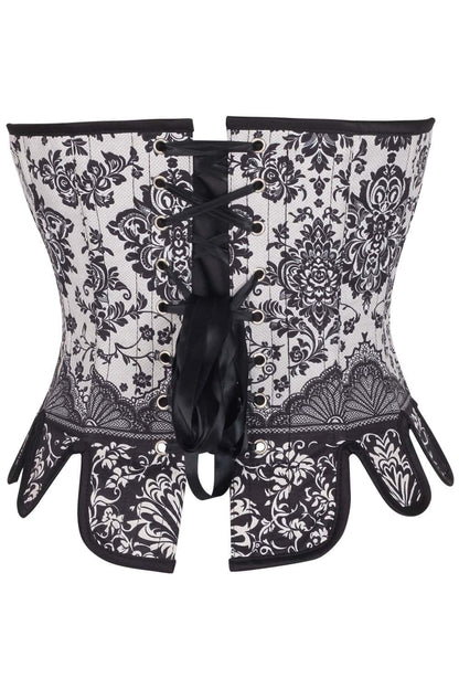 Ivory Black Rosel Front and Back Lacing Overbust Corset