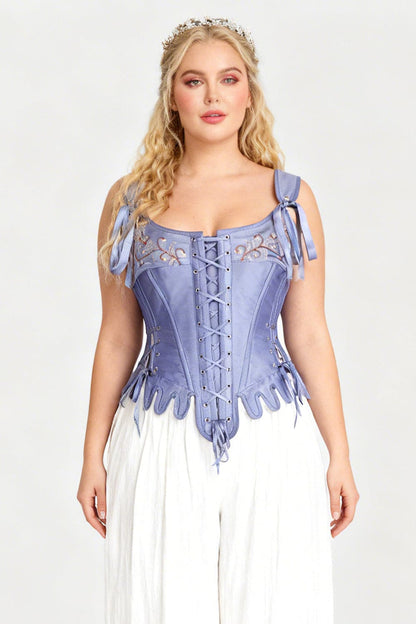 Powder Blue Dawnette Historically Inspired Shoulder Straps Overbust Corset