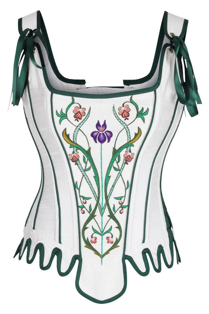 Emerald Vanesia Shoulder Straps Overbust Embroidery Corset