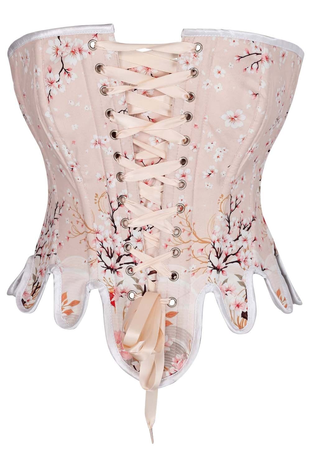 Blush Cherry Blossom Rosel Front Back Lacing Overbust Corset