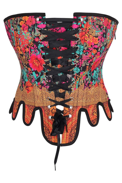 Vibrant Floral Rosel Front Back Lacing Overbust Corset