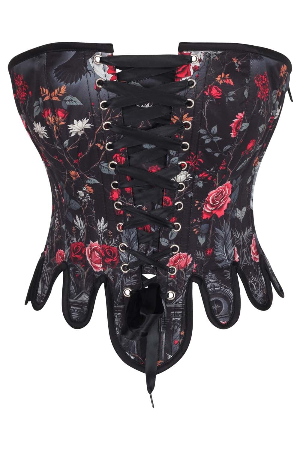 Black Rose Gothic Rosel Front Back Lacing Overbust Corset