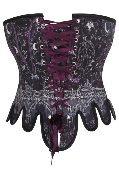 Midnight Celestial Rosel Front Back Lacing Overbust Corset