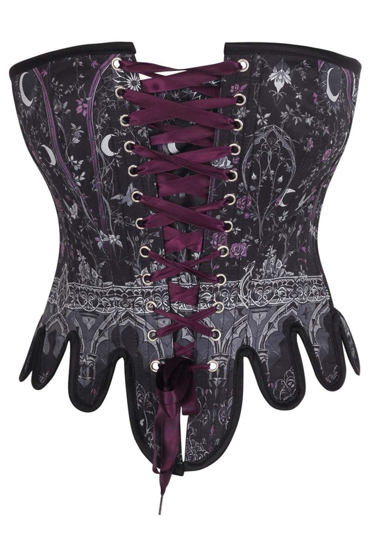 Midnight Celestial Rosel Front Back Lacing Overbust Corset