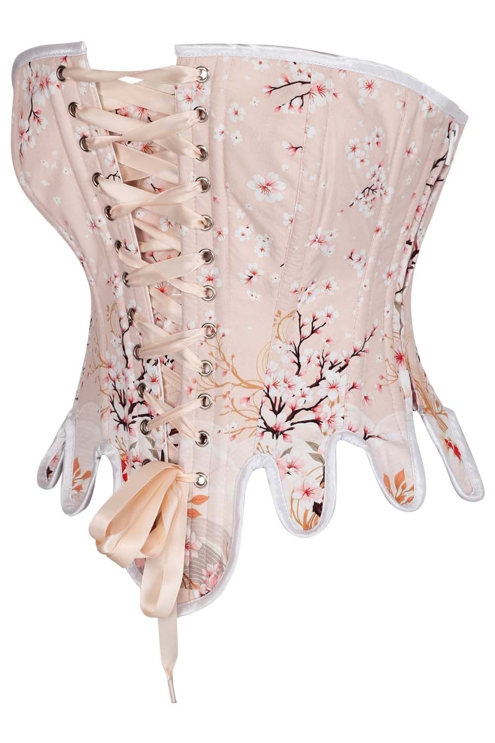 Blush Cherry Blossom Rosel Front Back Lacing Overbust Corset