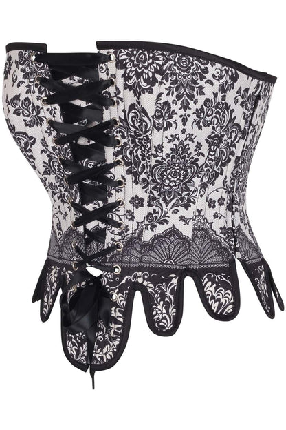 Ivory Black Rosel Front and Back Lacing Overbust Corset