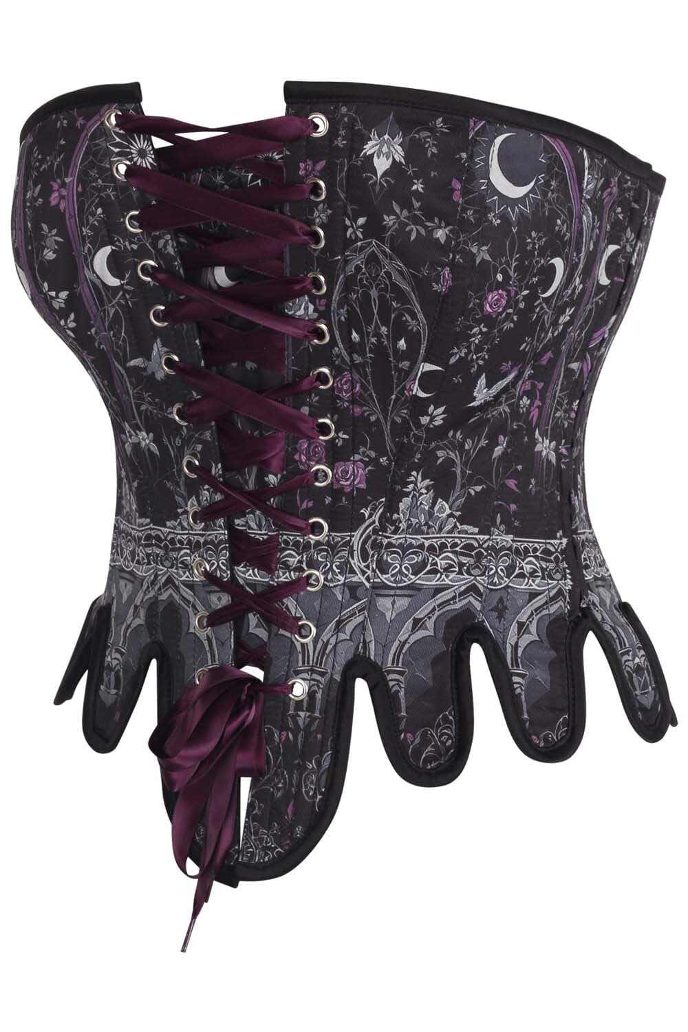 Midnight Celestial Rosel Front Back Lacing Overbust Corset
