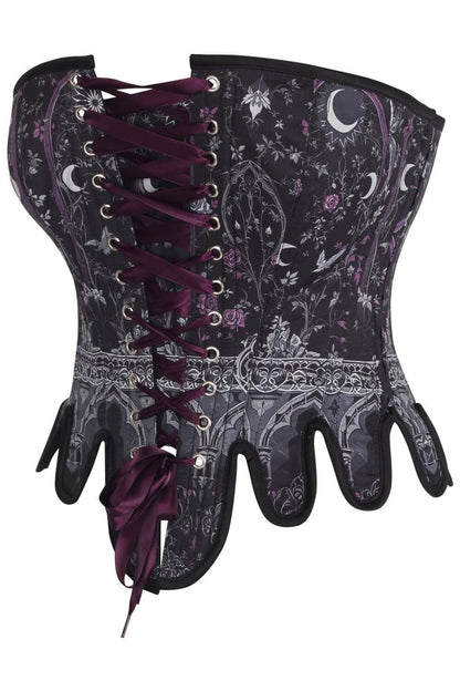Midnight Celestial Rosel Front Back Lacing Overbust Corset