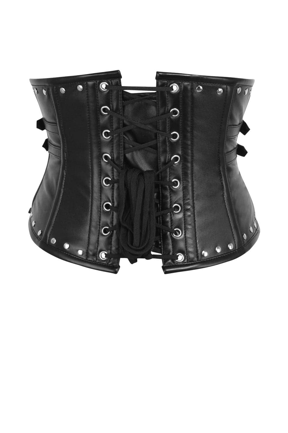 Jacklynn Midnight Black Faux Leather Steel Boned Underbust Gothic Corset