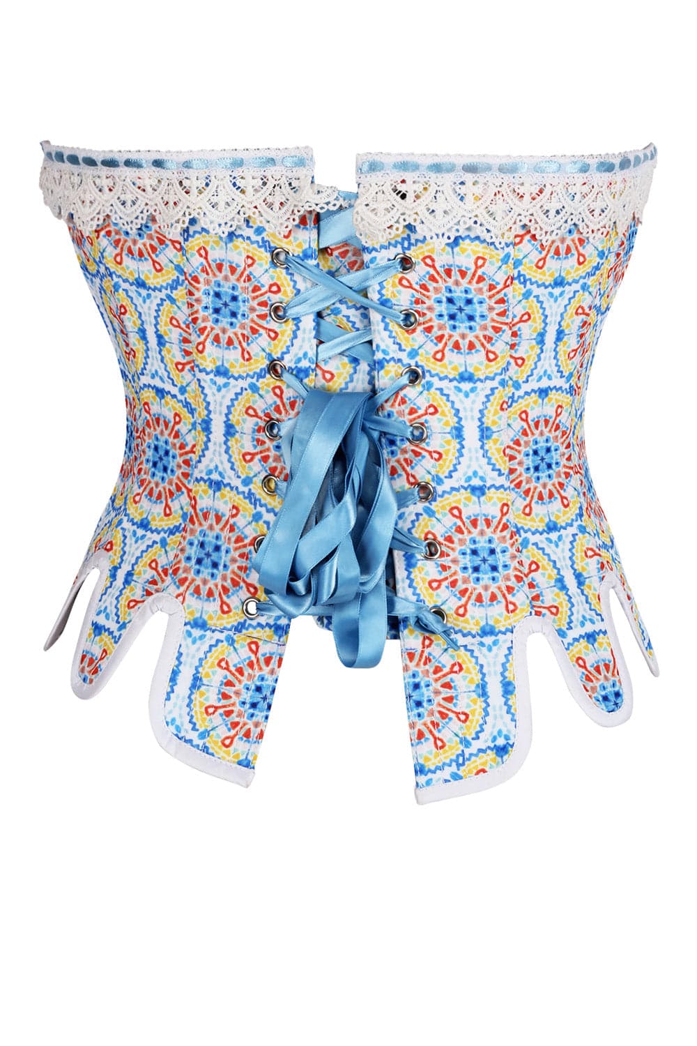 Azure Medallion Jolana Historically Inspired Front Back Lacing Overbust Corset