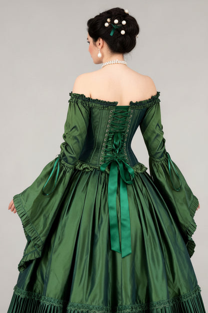 Emerald Green Yumiko Rococo Overbust Off Shoulder Corset