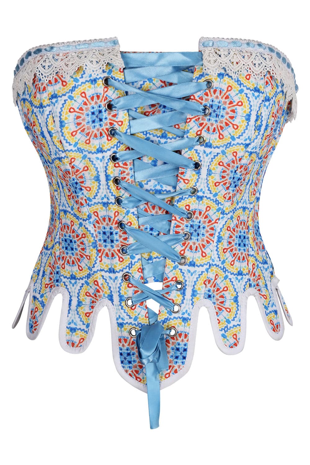 Azure Medallion Jolana Historically Inspired Front Back Lacing Overbust Corset