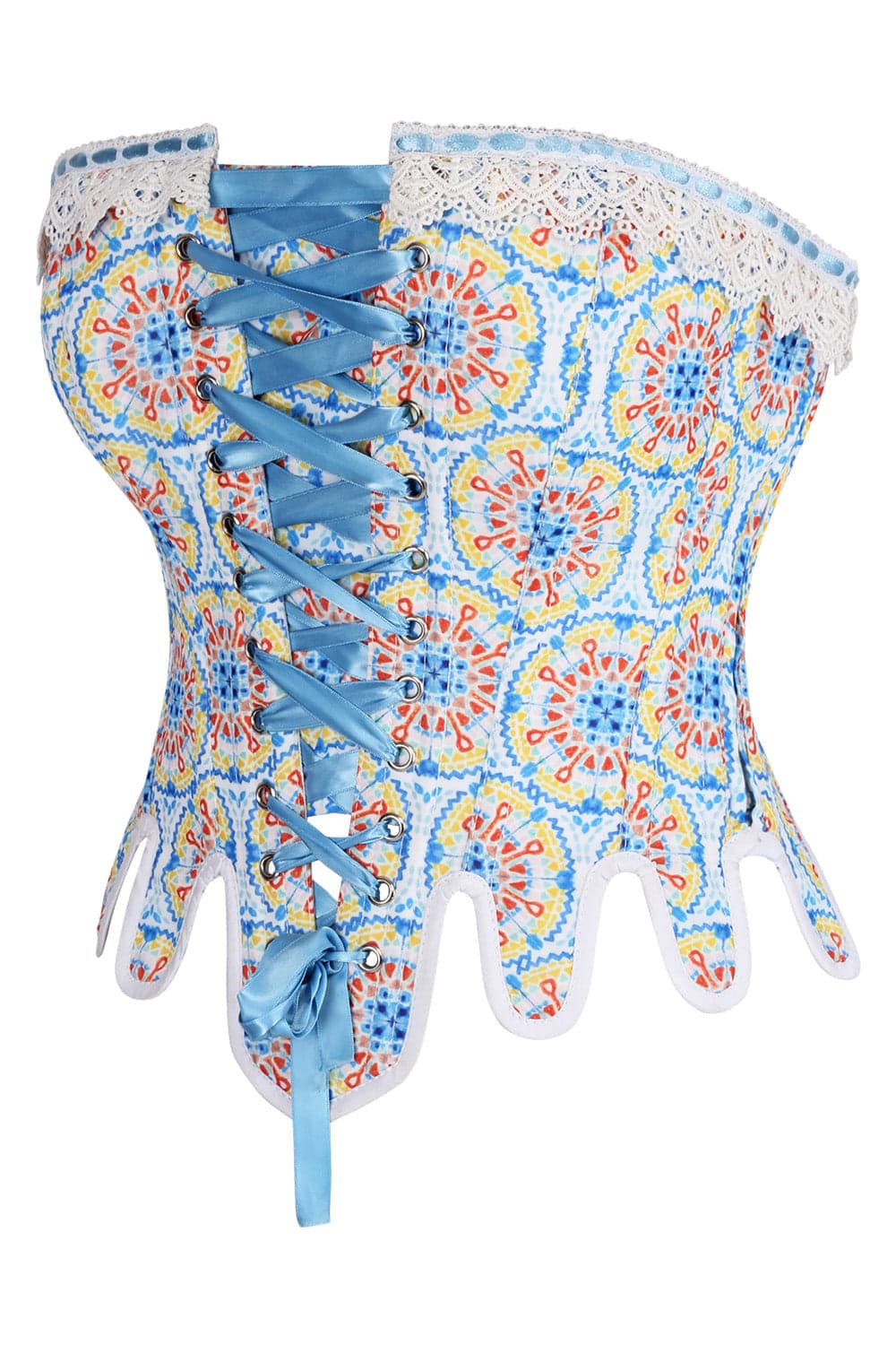 Azure Medallion Jolana Historically Inspired Front Back Lacing Overbust Corset