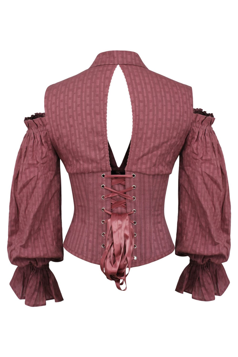 Dusty Rose Ivy Cold Shoulder Long Sleeve Underbust Cotton Corset