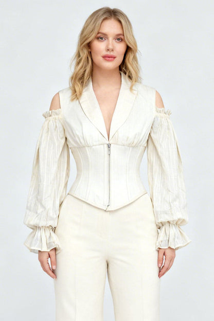 Ivory Ivy Cold Shoulder Underbust Cotton Corset