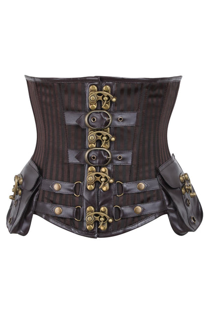 Brown Jodean Steampunk Underbust Corset with Holster