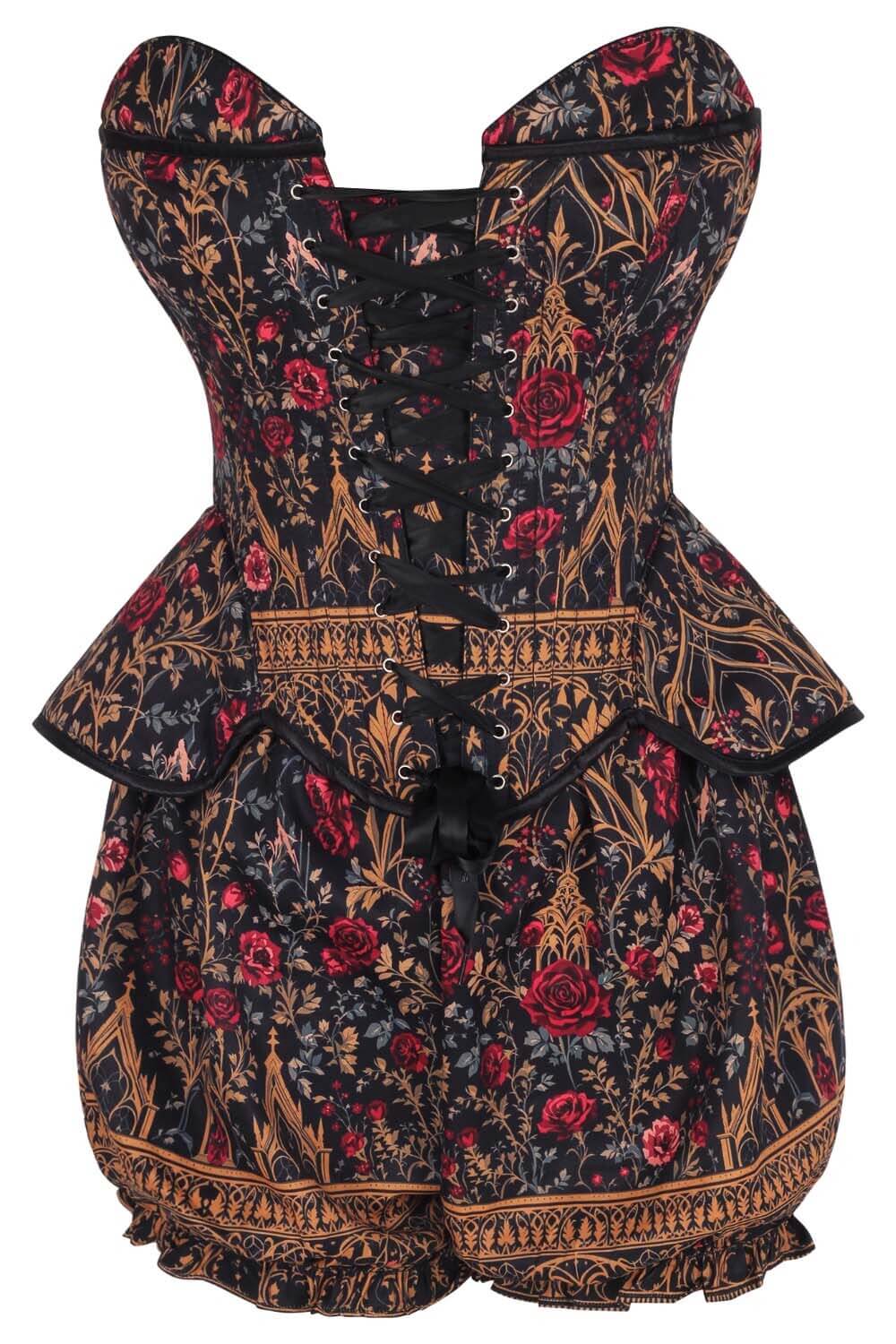 Lovella Gothic Rose Garden Corset & Bloomer Set