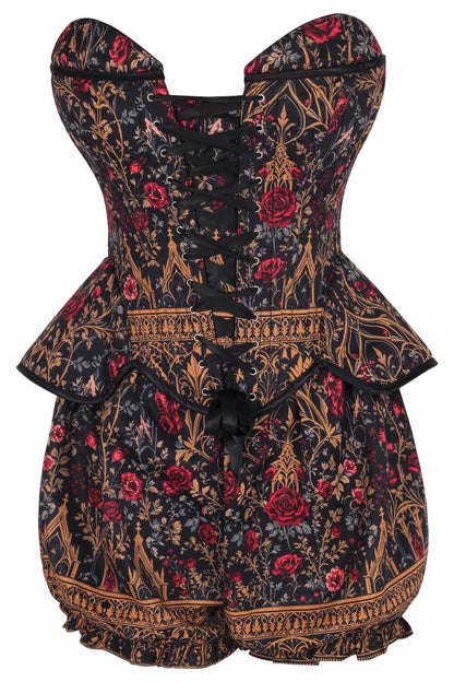 Lovella Gothic Rose Garden Corset & Bloomer Set