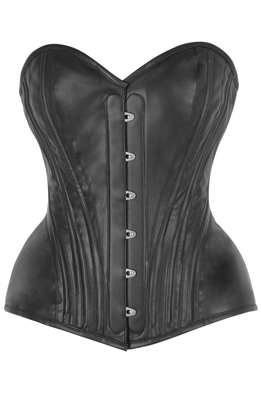 Black Faux Leather Novalee Overbust Corset